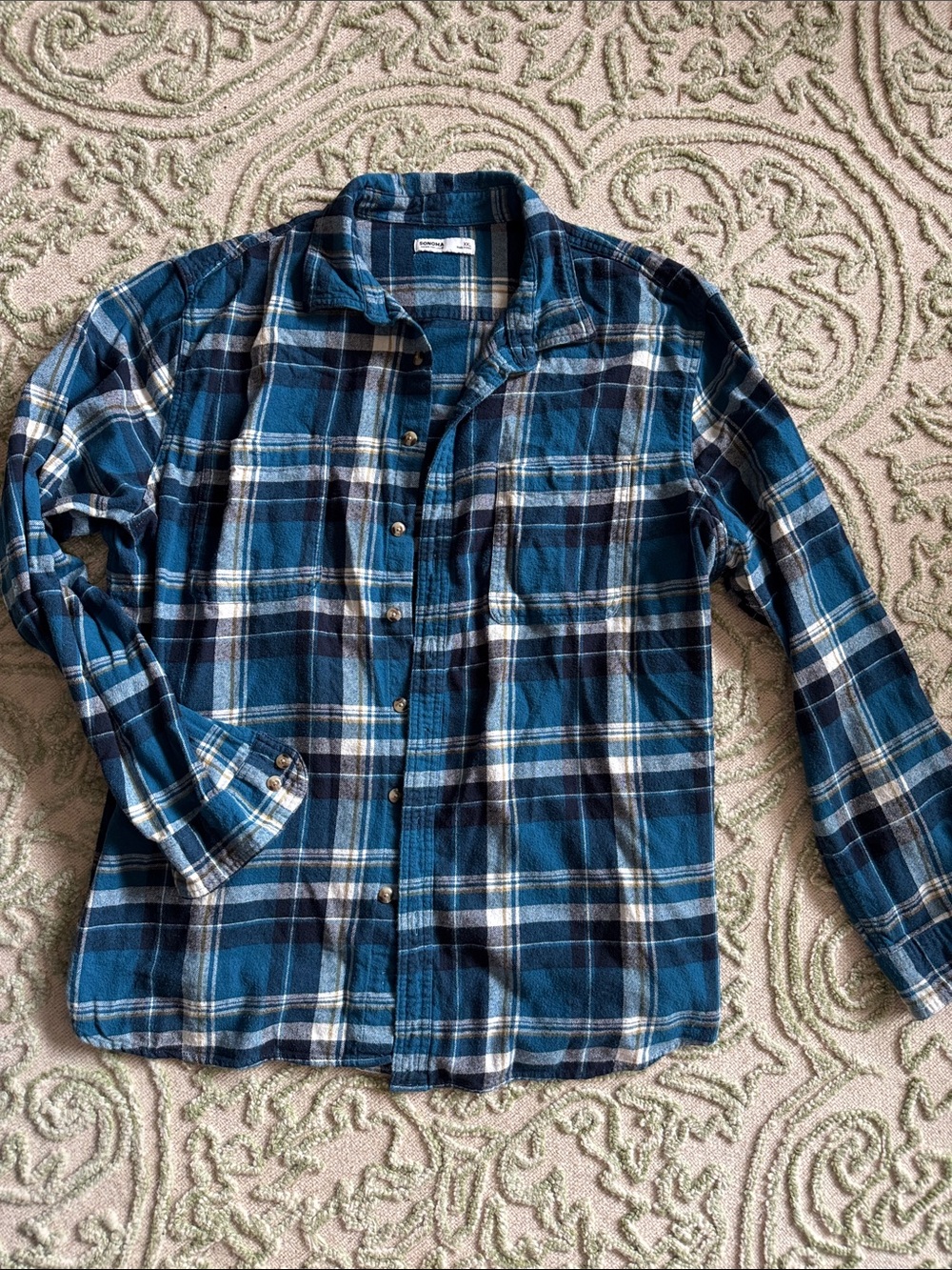 Sonoma Blue Plaid Button-Down Shirt